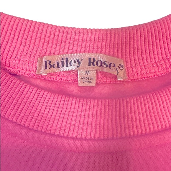 Bailey Rose Graphic Care Way Less Sweatshirt Size Medium Pink Crewneck Pullover - Picture 9 of 15